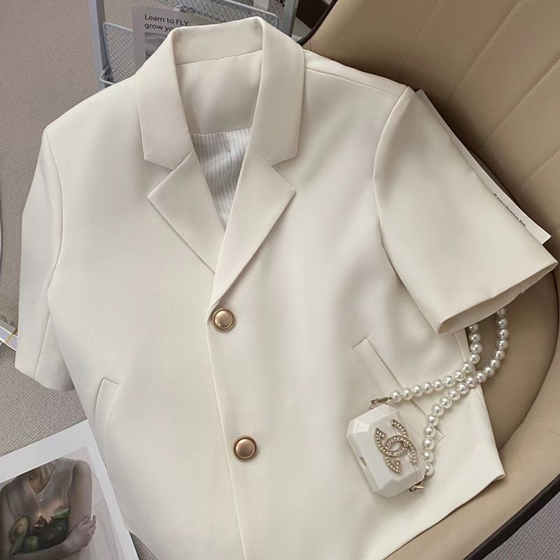 Women's Creamy White Short-Sleeved Blazer 3
