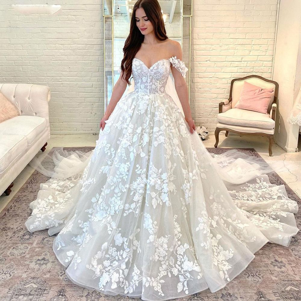 Light Simple Wedding Dress with French Train