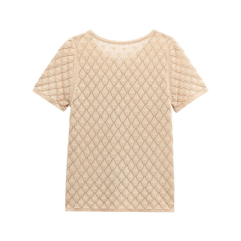 Textured Knit Short Sleeve T-Shirt 2