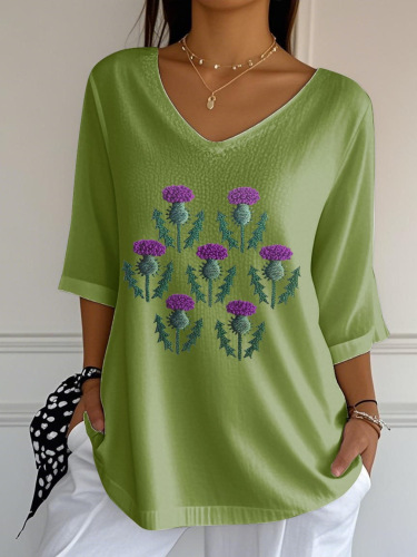 Striped Loose-Fit Crew Neck Top for Women 7