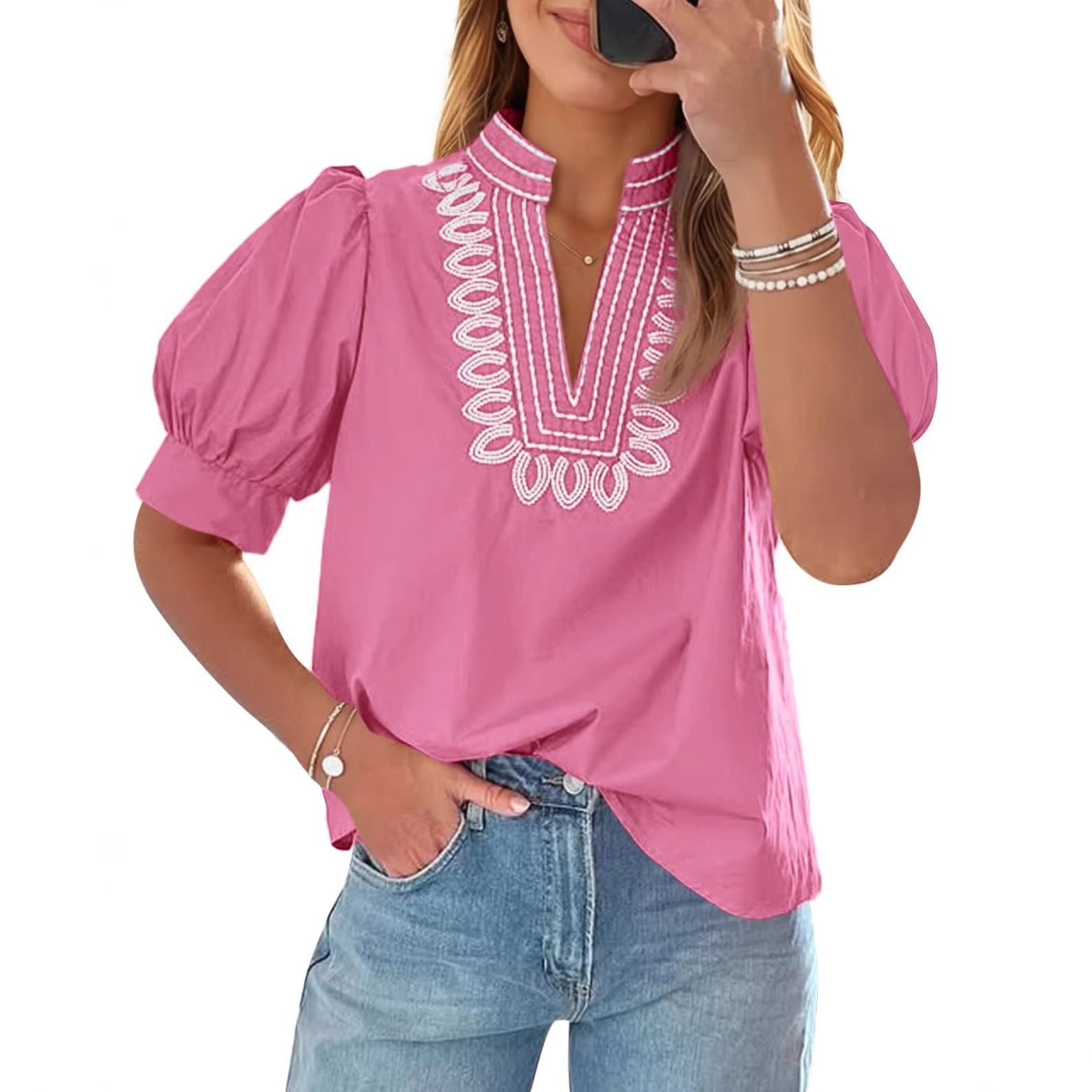 V-Neck Puff Sleeve Summer Top 3
