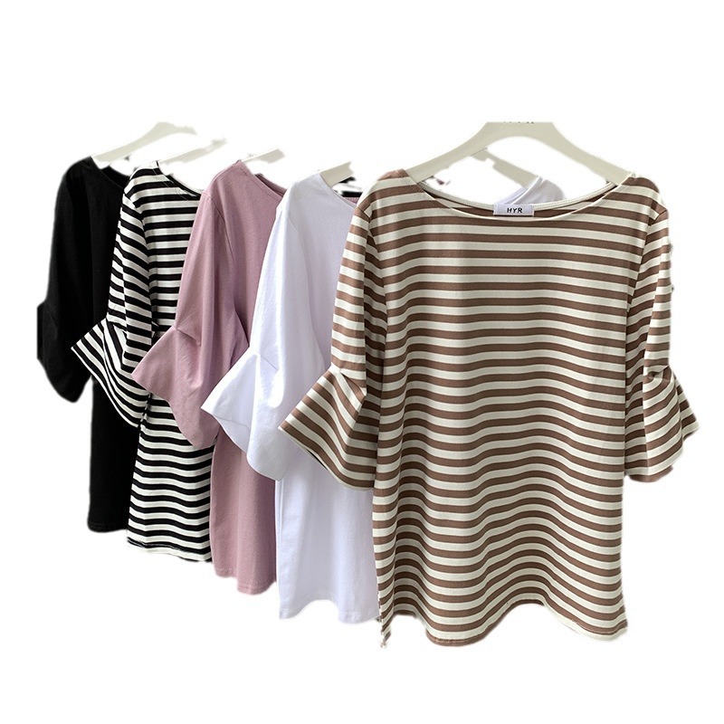Versatile Striped Half Sleeve T-Shirt 2
