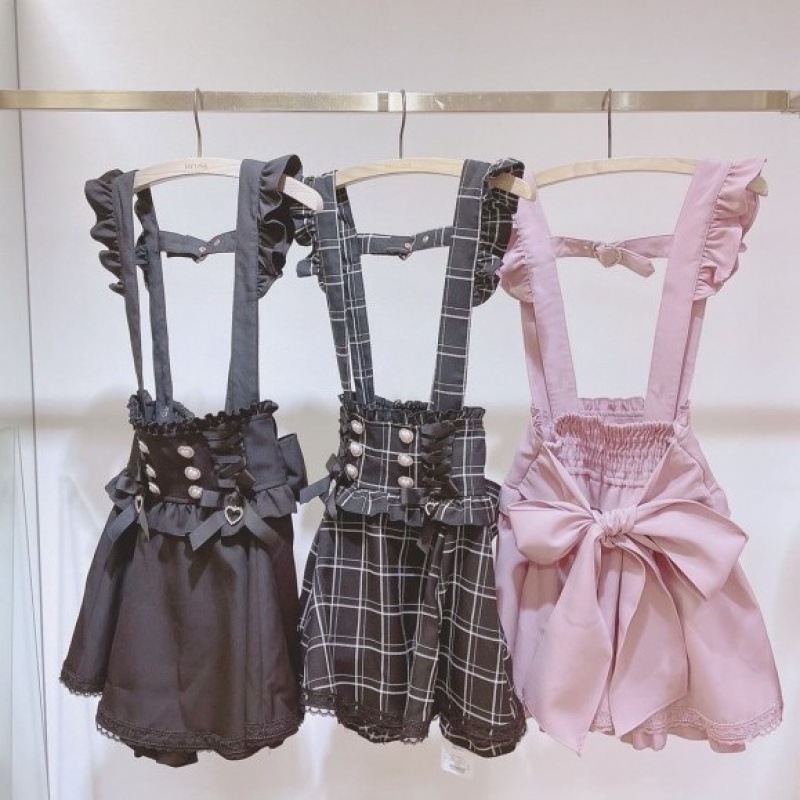 Japanese-Style Lace Ribbon Bow Strap Dress