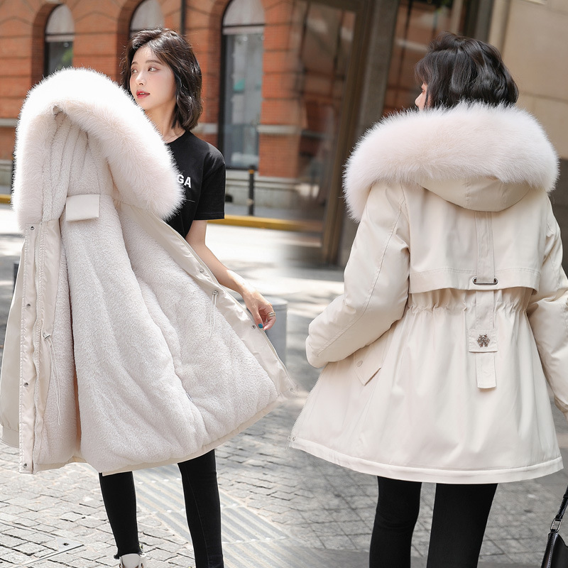 Loose Parka with Large Fur Collar, Fleece-Lined