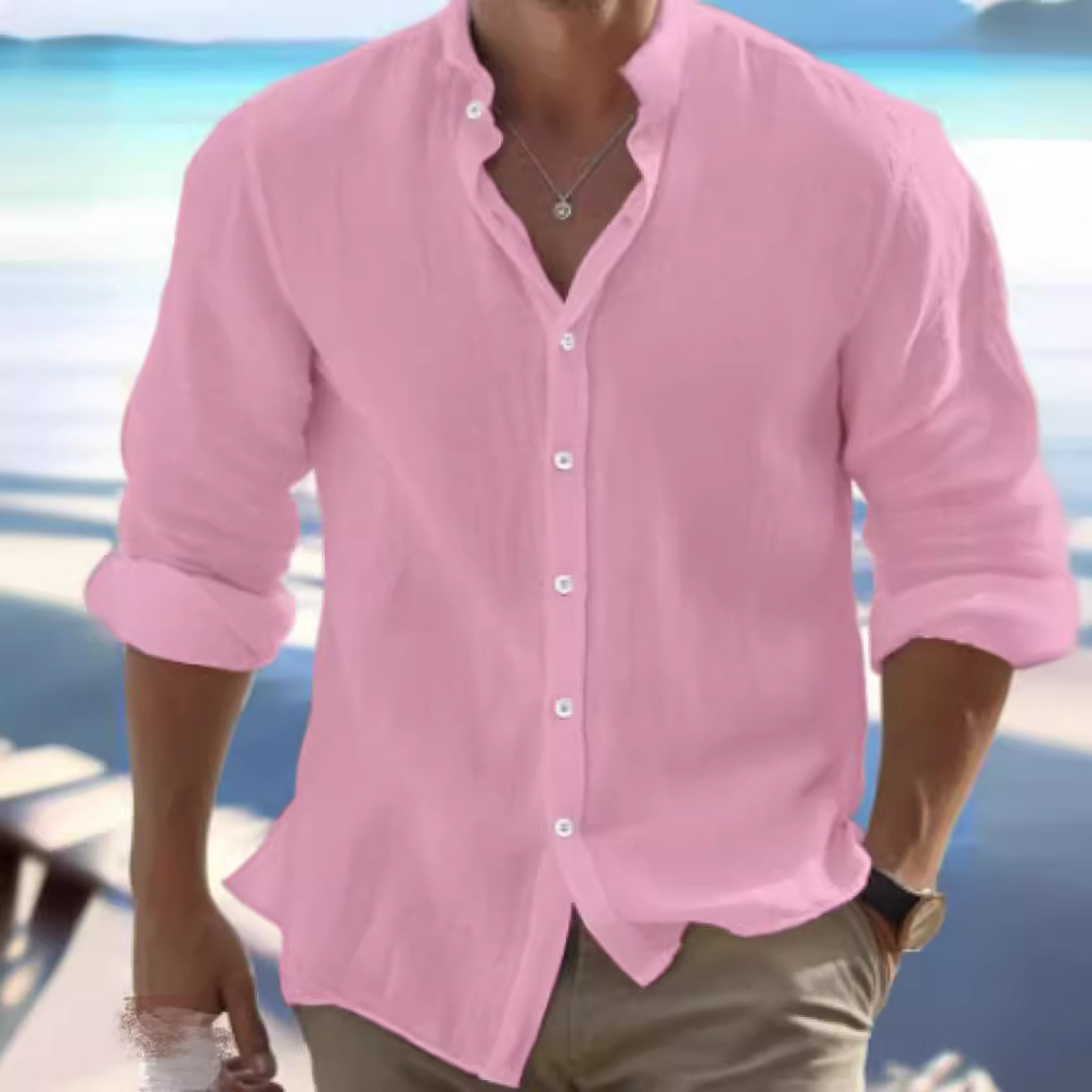 Men's Linen Button-Up Summer Beach Shirt