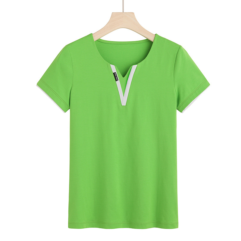 V-neck Patchwork Short-sleeved Undershirt 7