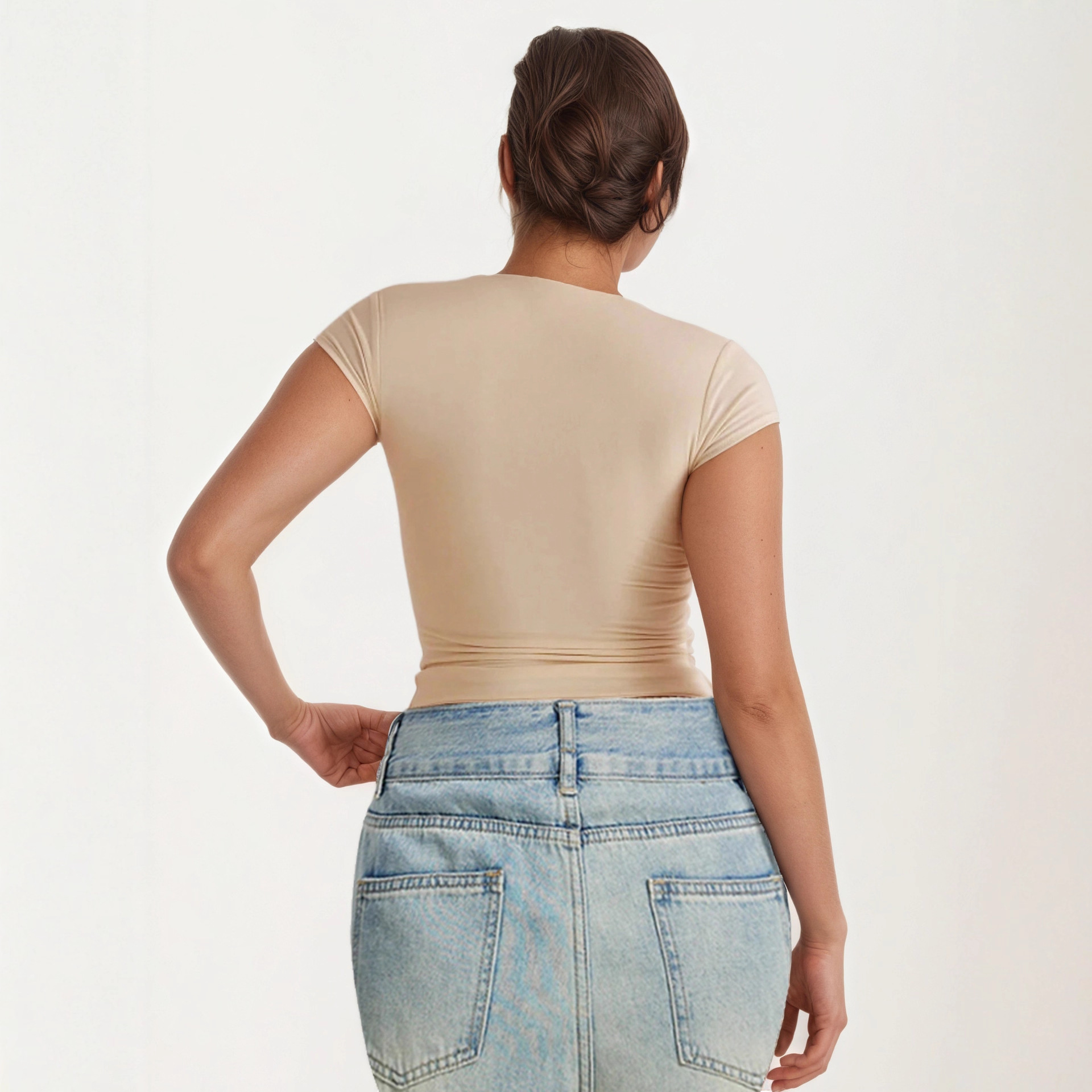Women's Slim-Fit Square Neck Cropped T-Shirt 5