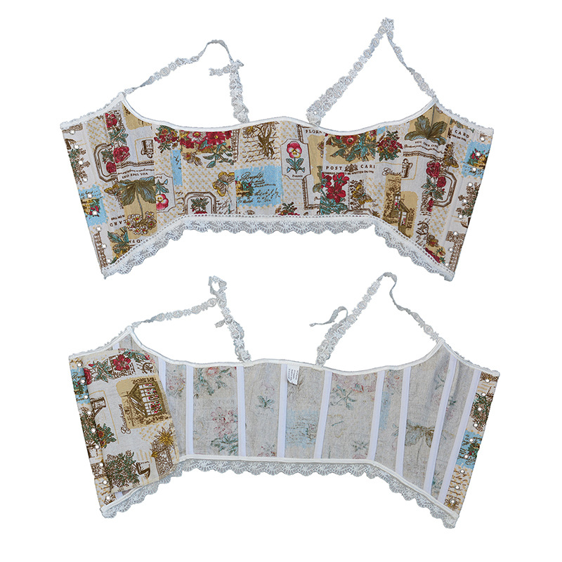 Front Strap French Lace Fishbone Bra Short Vest 7