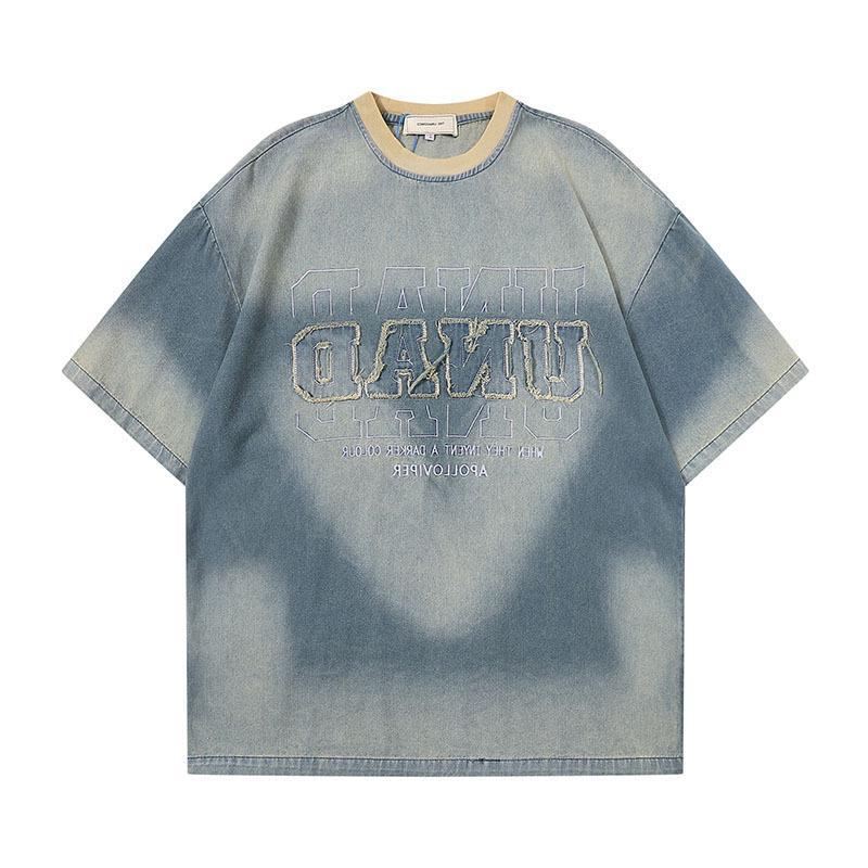 TKPA Original American Retro Street Letter Embroidery Denim Shirt 4