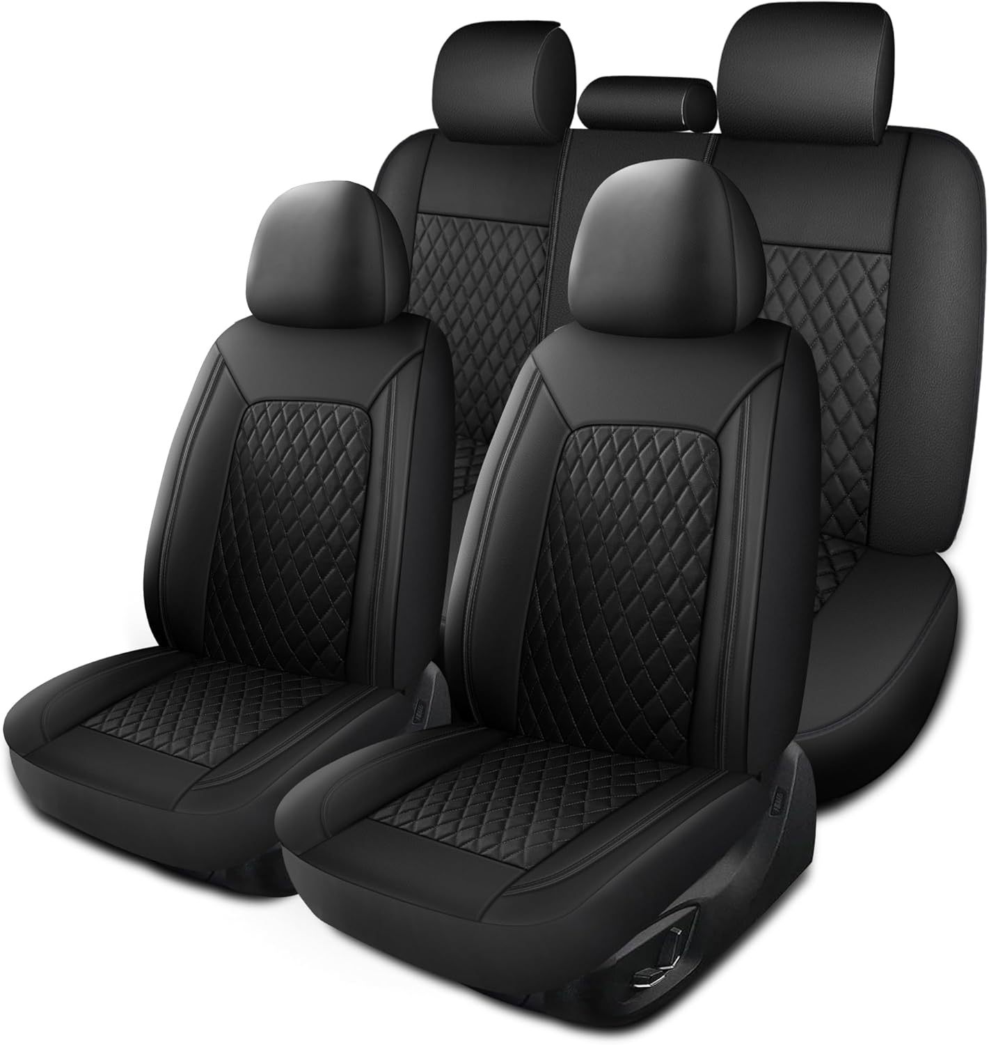 Single-line Diamond-pattern PU Leather Car Seat Cover 3