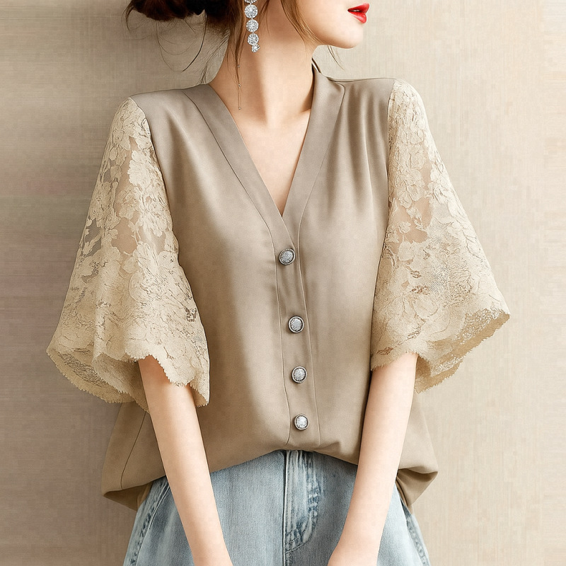 Summer V-Neck Button-Up Top 7