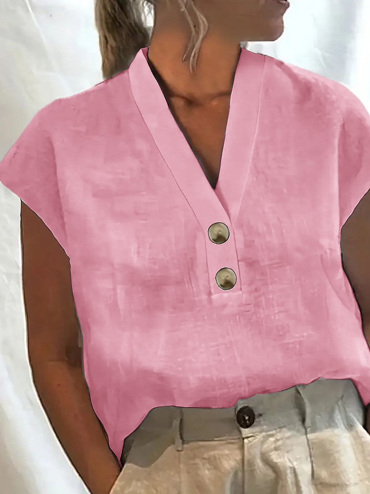 Women's Casual V-Neck Short Sleeve Top 7