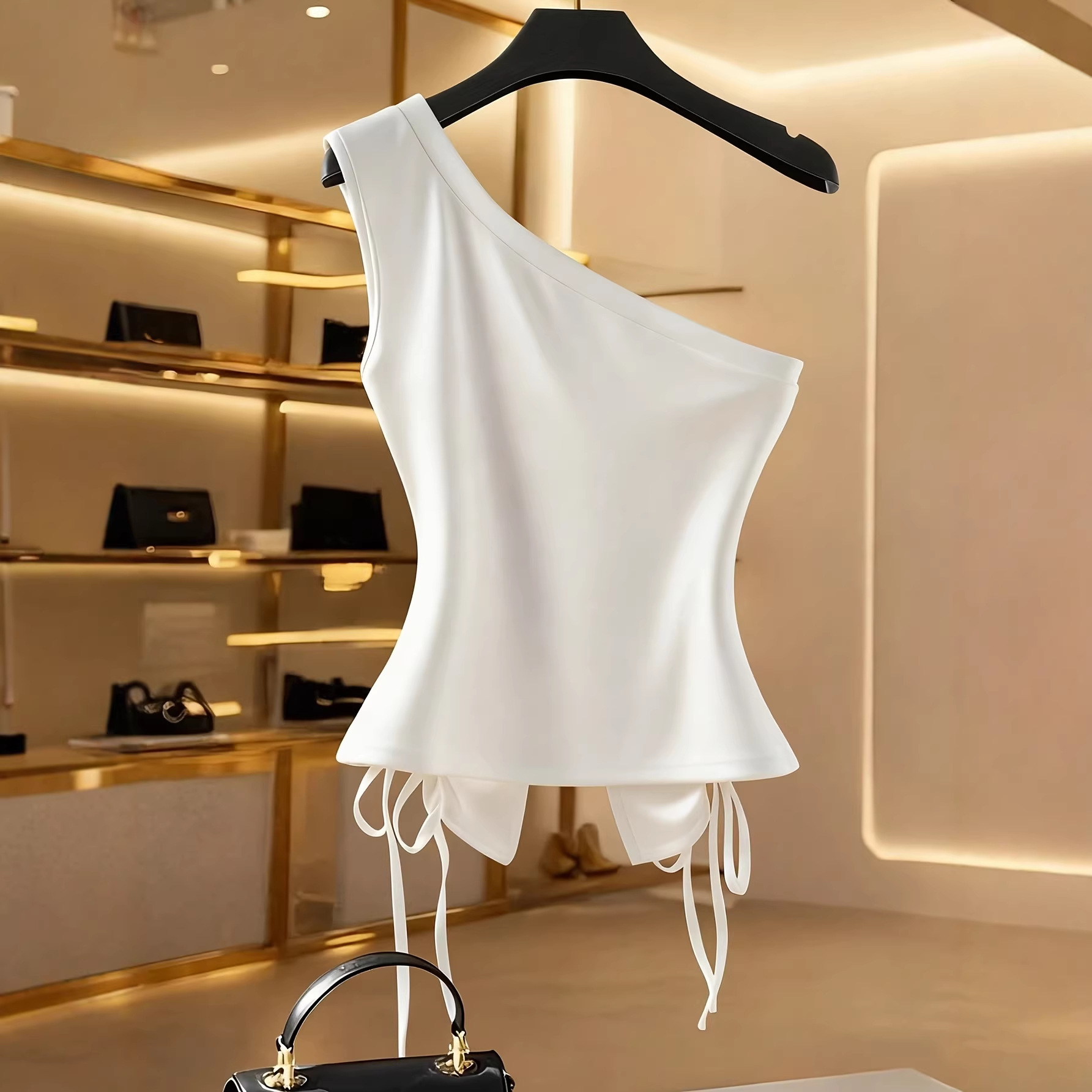 Women's Off-Shoulder Pleated Lace-Up Top 4