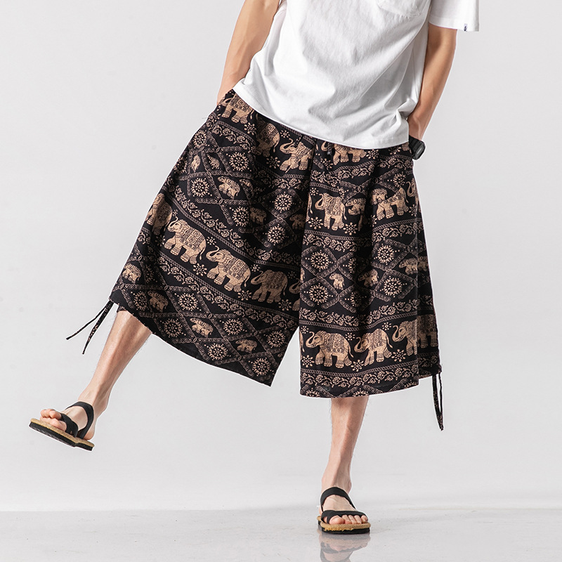 Men's Loose-Fit Elephant Flower Beach Pants 7