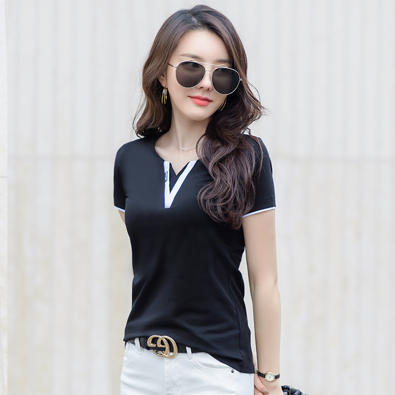 V-neck Patchwork Short-sleeved Undershirt 4