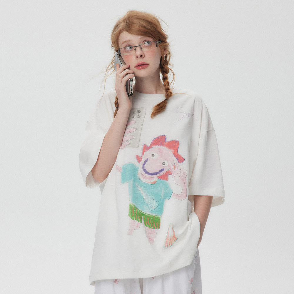 Women's Cartoon Graffiti Print T-Shirt 2