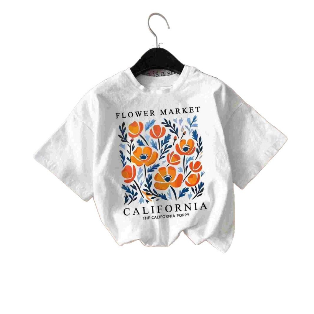 Floral Letter Print Summer T-Shirt 5