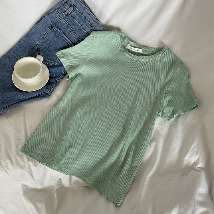 Women's Solid Color Slim-fit Crop Top 7