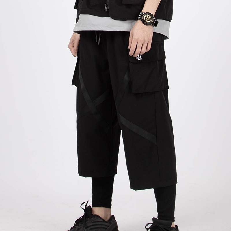 Cropped Straight-Leg Wide-Leg Trousers
