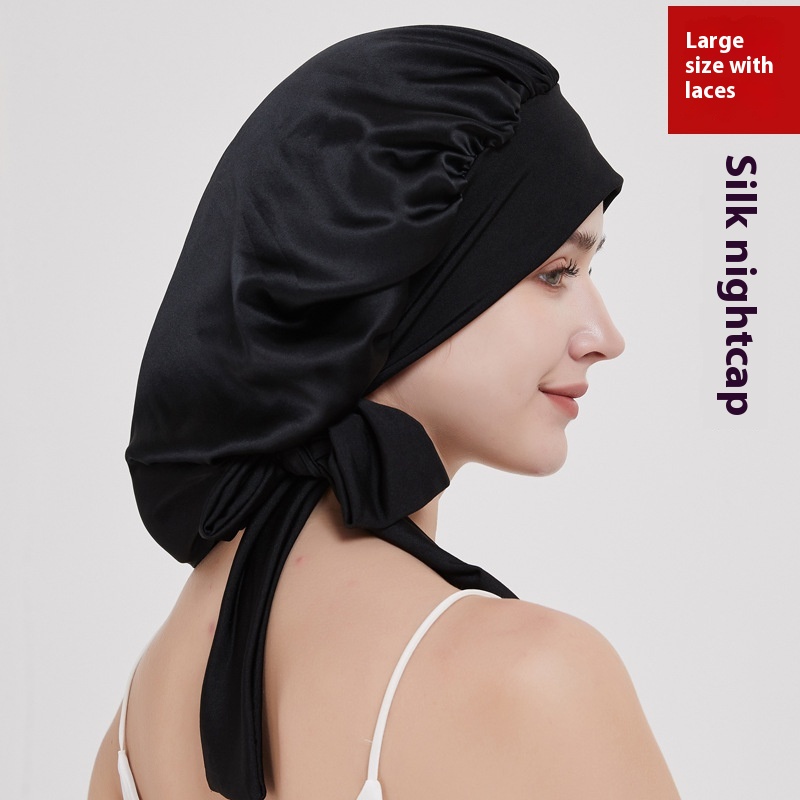 Adjustable Wide-Brim Silk Nightcap