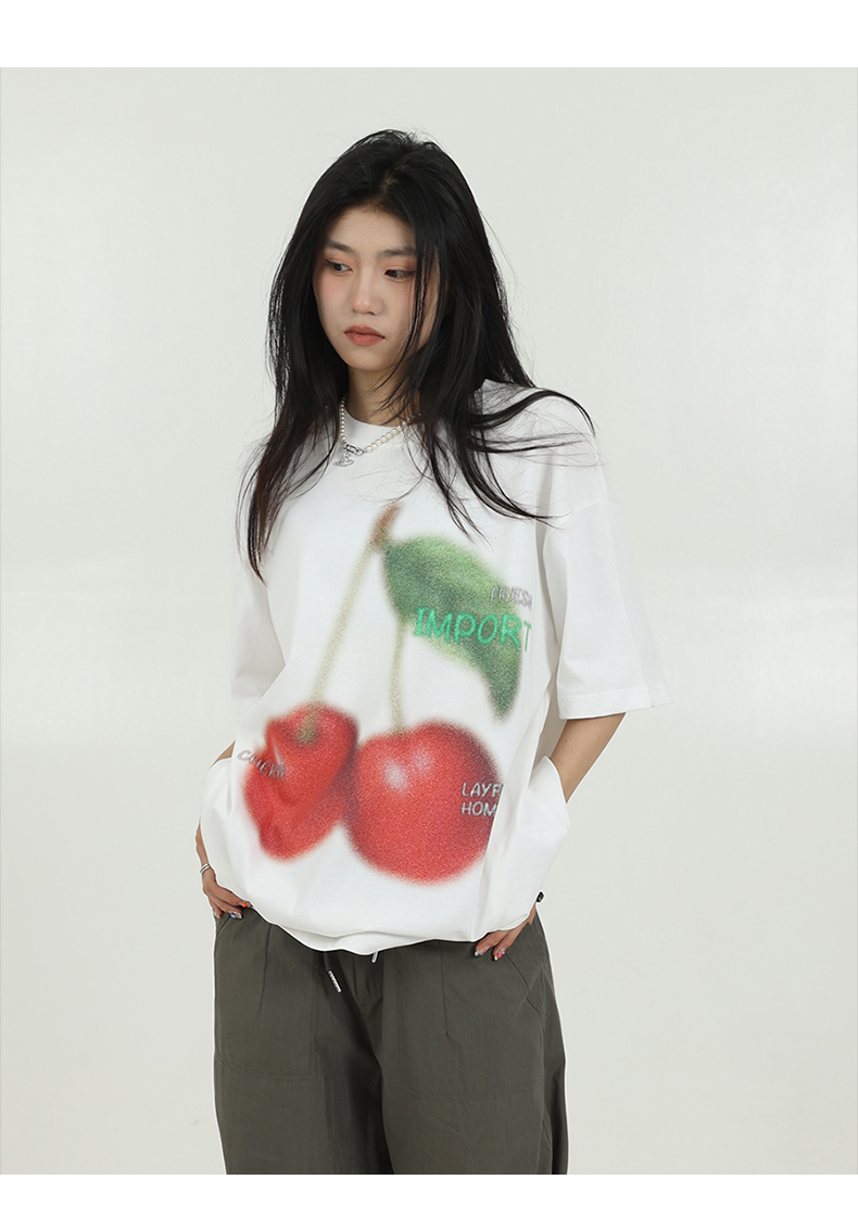 Women's Cherry Print Short-Sleeved T-Shirt 5