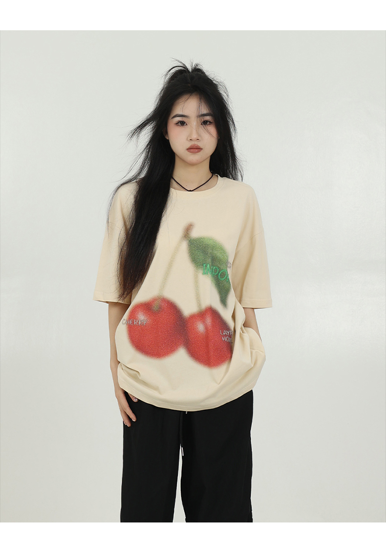 Women's Cherry Print Short-Sleeved T-Shirt 3