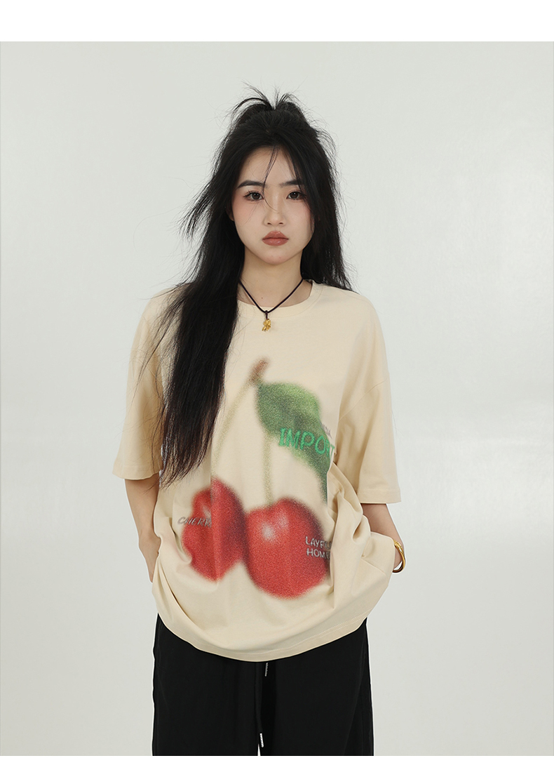 Women's Cherry Print Short-Sleeved T-Shirt 2
