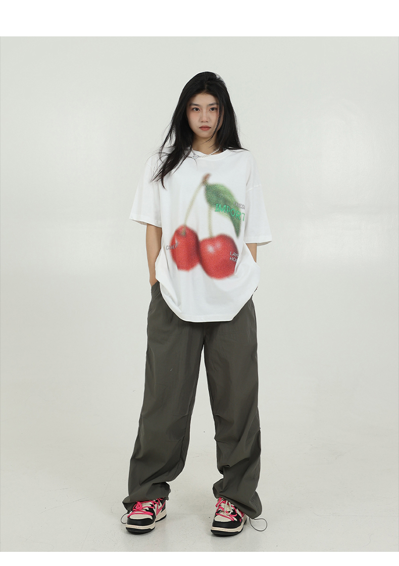 Women's Cherry Print Short-Sleeved T-Shirt 4
