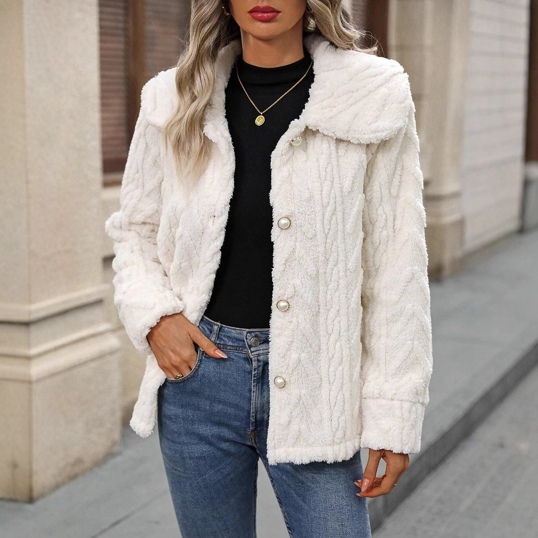 Women's Double-Sided Plush Lapel Cardigan Coat