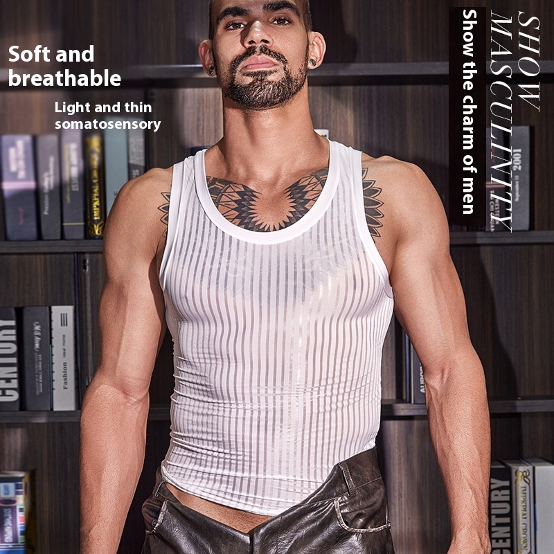 Men’s Cross-Strap Striped Vest