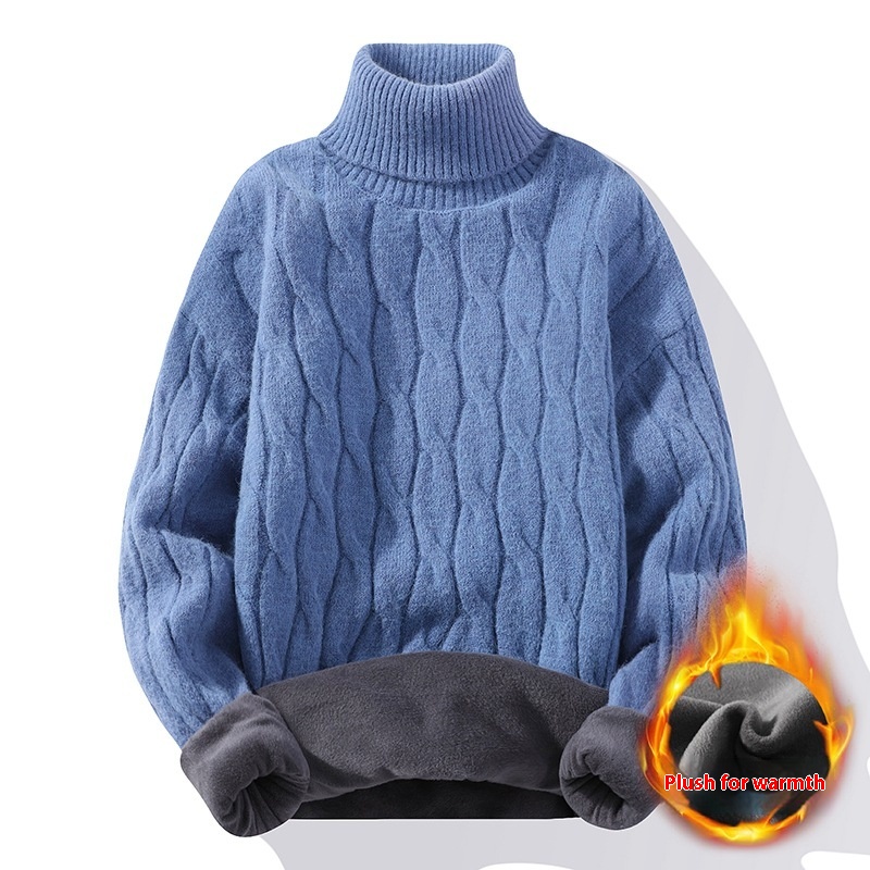 High-Neck Thick Thermal Velvet Sweater