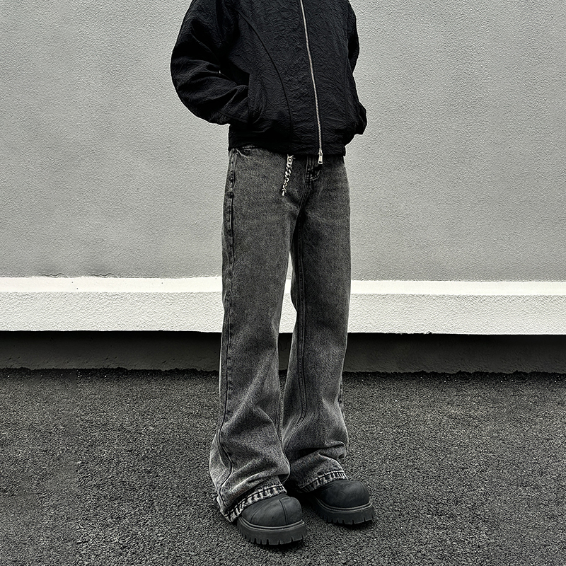 Washed Distressed Gray Skinny Jeans for Men