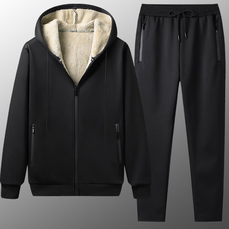 Hooded Casual Warm Trousers Set