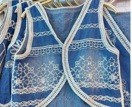 Heavy Industry Crochet Embroidery Denim Vest 3