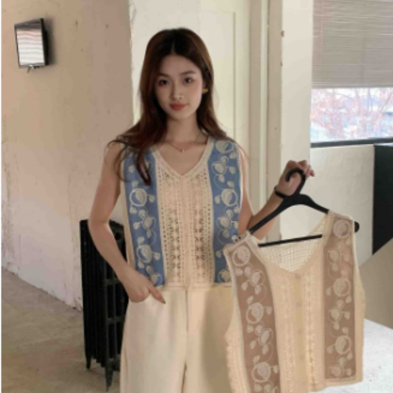 Heavy Industry Crochet Embroidery Denim Vest 12