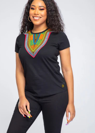 Amara Women's Dashiki T-Shirt in Deep Maroon 2